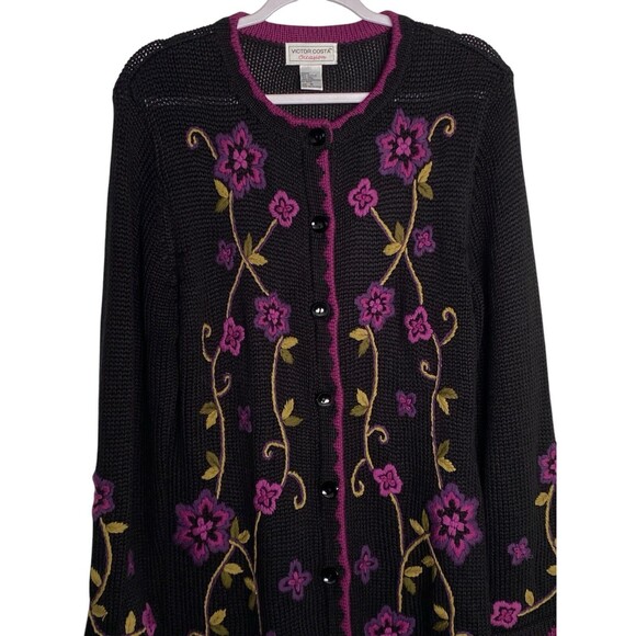 Victor Costa Sweater Dress Floral Knee Length - Picture 5 of 11